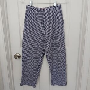 Liz & Co Stretchy Blue/White Checkered Capri Pants Medium